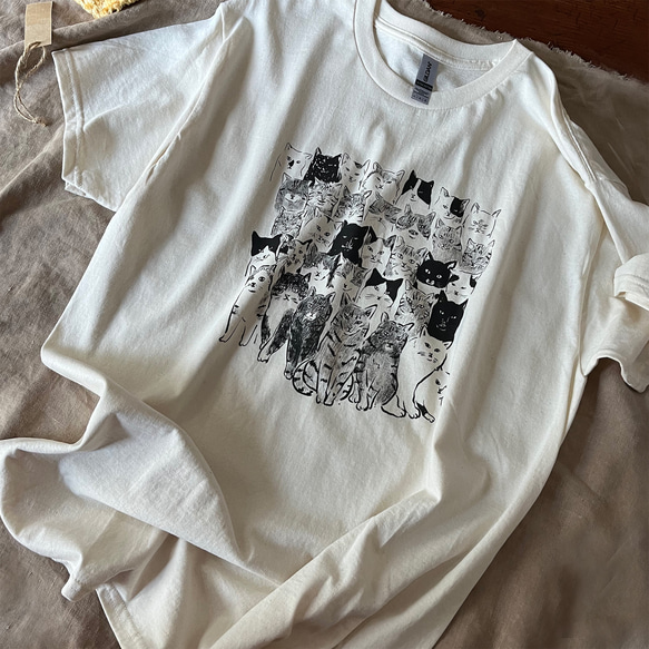 野良猫軍団　Tシャツ (ナチュラル/グレー） 2枚目の画像