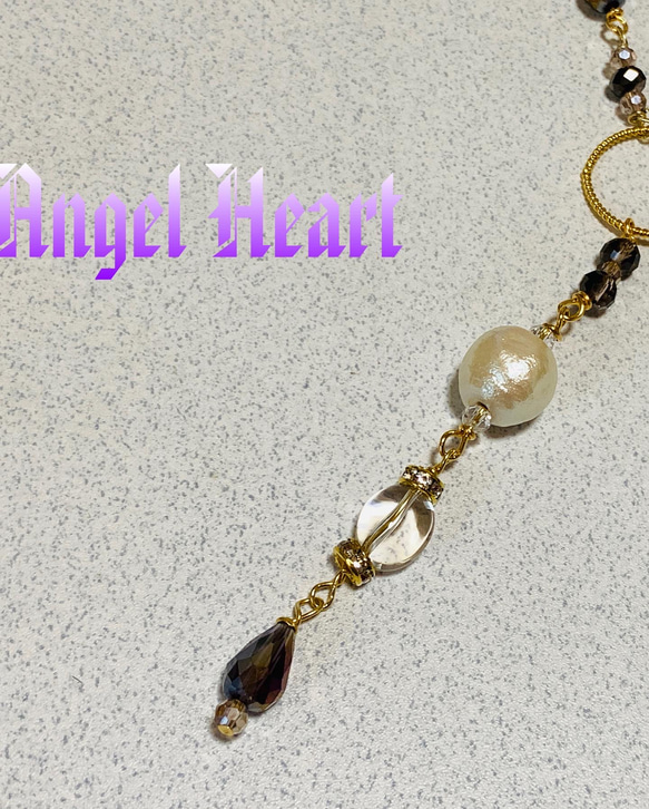 サマーセール3割引中❗️ ～Angel　Heart～水晶とコットンパール キラキラビーズのネックレス 1枚目の画像