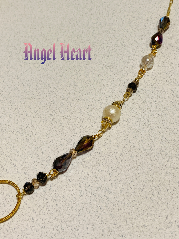 サマーセール3割引中❗️ ～Angel　Heart～水晶とコットンパール キラキラビーズのネックレス 3枚目の画像
