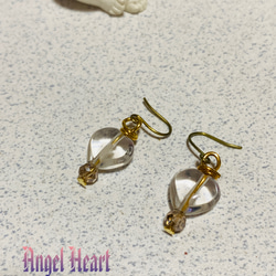 ～Angel　Heart～　天然石　ハート水晶　キラキラのピアス　 2枚目の画像