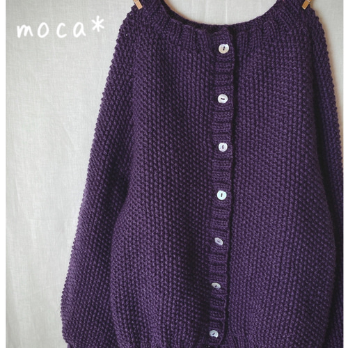 完売】鹿の子編みカーディガン ラグランスリーブローゲージニット