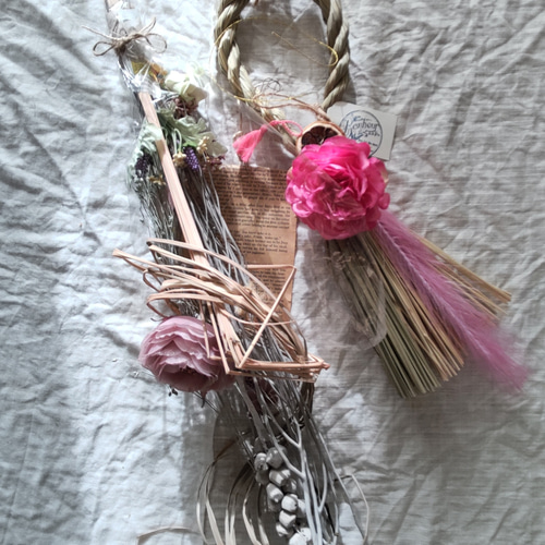 しめ縄リースドライフラワースワッグ