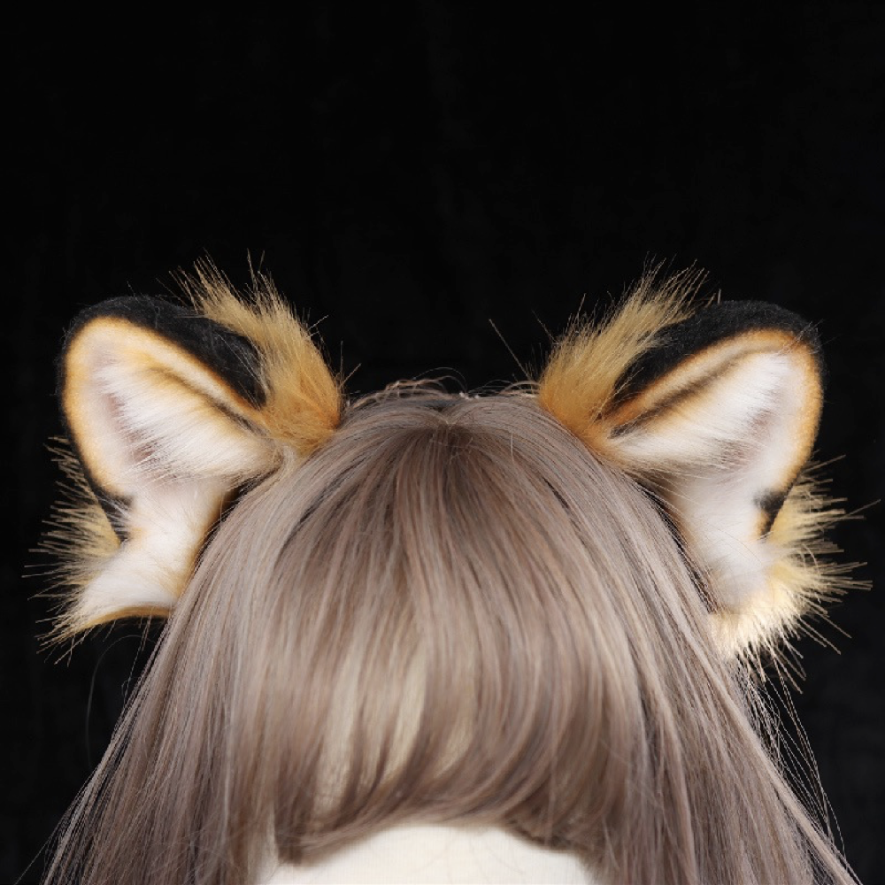 【受注生産】虎の耳カチューシャ 手作 リアルな毛皮のような ヘアアクセサリー シミュレーション 動物の耳 ロリータ