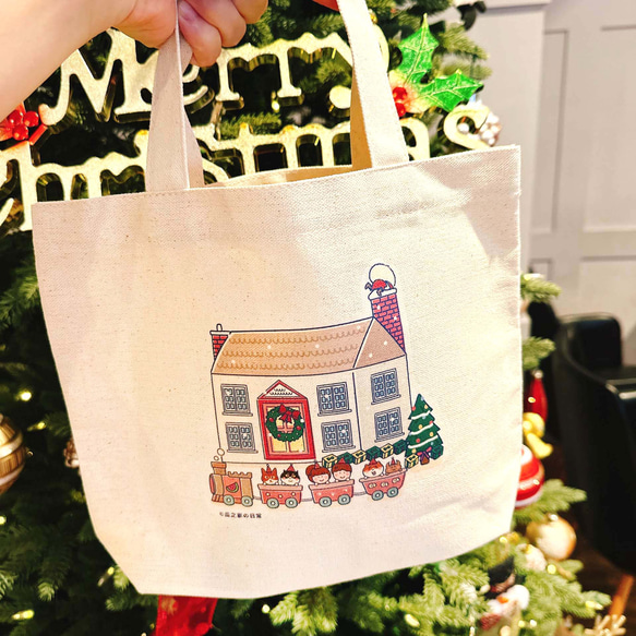 クリスマスギフト | ローズコテージのデイリーキャットキャンバスバッグ（ランチバッグ）手刷り 9枚目の画像