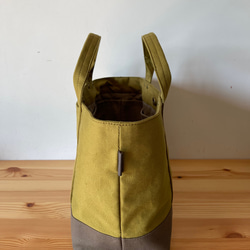 浜松産帆布【見っけバッグ】［横長トート　Lサイズ　抹茶×モカ］ 3枚目の画像
