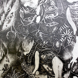 　細密銅版画「夜No.3」MasatoNAGAIオリジナル　美品　フランス国際版画コンクール展出品作 3枚目の画像