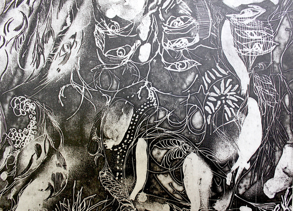 　細密銅版画「夜No.3」MasatoNAGAIオリジナル　美品　フランス国際版画コンクール展出品作 3枚目の画像