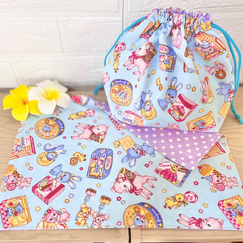 ハンドメイド 保冷バッグ 移動ポケット ランチョンマット 花柄 お弁当