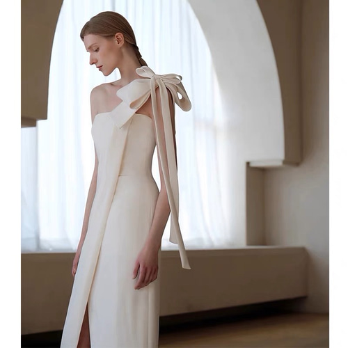 シンプルサテンパーティドレス ドレス ウララ--1000着達成感謝セール  