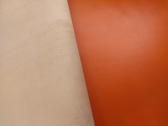 ロイスkip　牛革 ベジタブル　aragosta(オレンジ) 厚さ1.3mm 112～114デシ程度 6枚目の画像