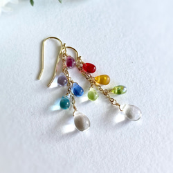 我們將用您選擇的 5 顆珠子製作♪彩虹色肥皂泡水滴耳環 / 耳環 Oshi color Oshikatsu 第1張的照片