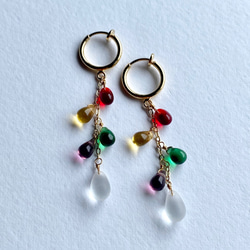 我們將用您選擇的 5 顆珠子製作♪彩虹色肥皂泡水滴耳環 / 耳環 Oshi color Oshikatsu 第5張的照片