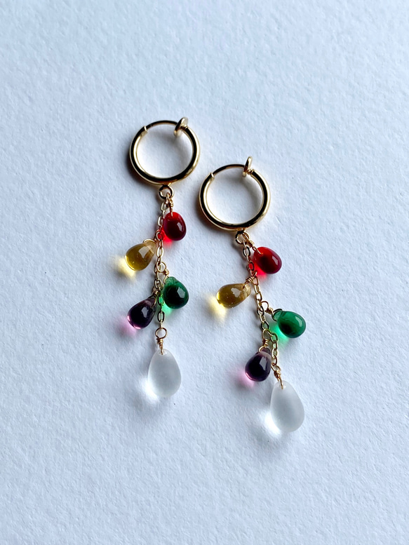 我們將用您選擇的 5 顆珠子製作♪彩虹色肥皂泡水滴耳環 / 耳環 Oshi color Oshikatsu 第5張的照片