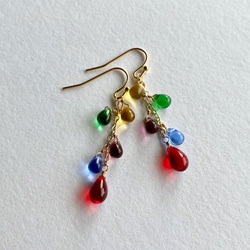 我們將用您選擇的 5 顆珠子製作♪彩虹色肥皂泡水滴耳環 / 耳環 Oshi color Oshikatsu 第3張的照片