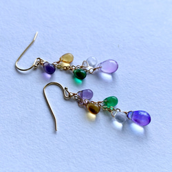 我們將用您選擇的 5 顆珠子製作♪彩虹色肥皂泡水滴耳環 / 耳環 Oshi color Oshikatsu 第4張的照片