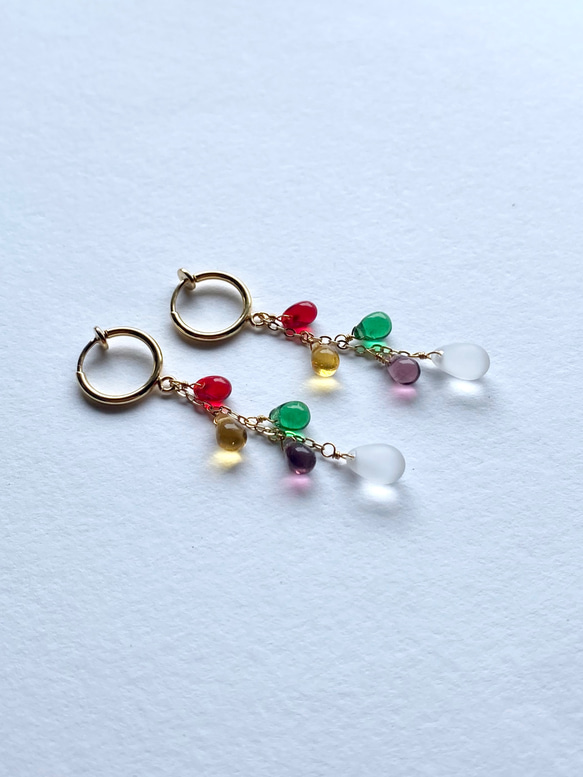 我們將用您選擇的 5 顆珠子製作♪彩虹色肥皂泡水滴耳環 / 耳環 Oshi color Oshikatsu 第19張的照片