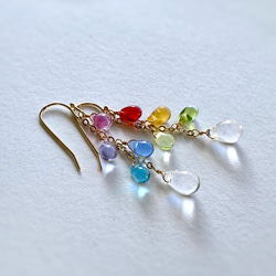 我們將用您選擇的 5 顆珠子製作♪彩虹色肥皂泡水滴耳環 / 耳環 Oshi color Oshikatsu 第9張的照片