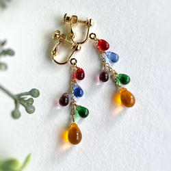 我們將用您選擇的 5 顆珠子製作♪彩虹色肥皂泡水滴耳環 / 耳環 Oshi color Oshikatsu 第2張的照片