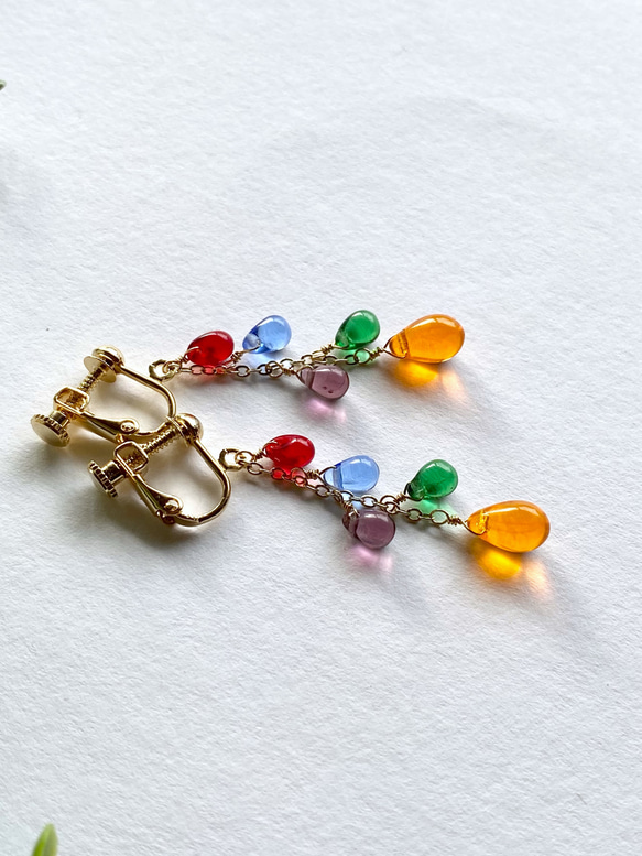 我們將用您選擇的 5 顆珠子製作♪彩虹色肥皂泡水滴耳環 / 耳環 Oshi color Oshikatsu 第13張的照片
