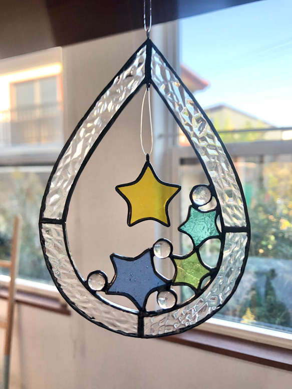 ステンドグラス】星のしずくのサンキャッチャー サン