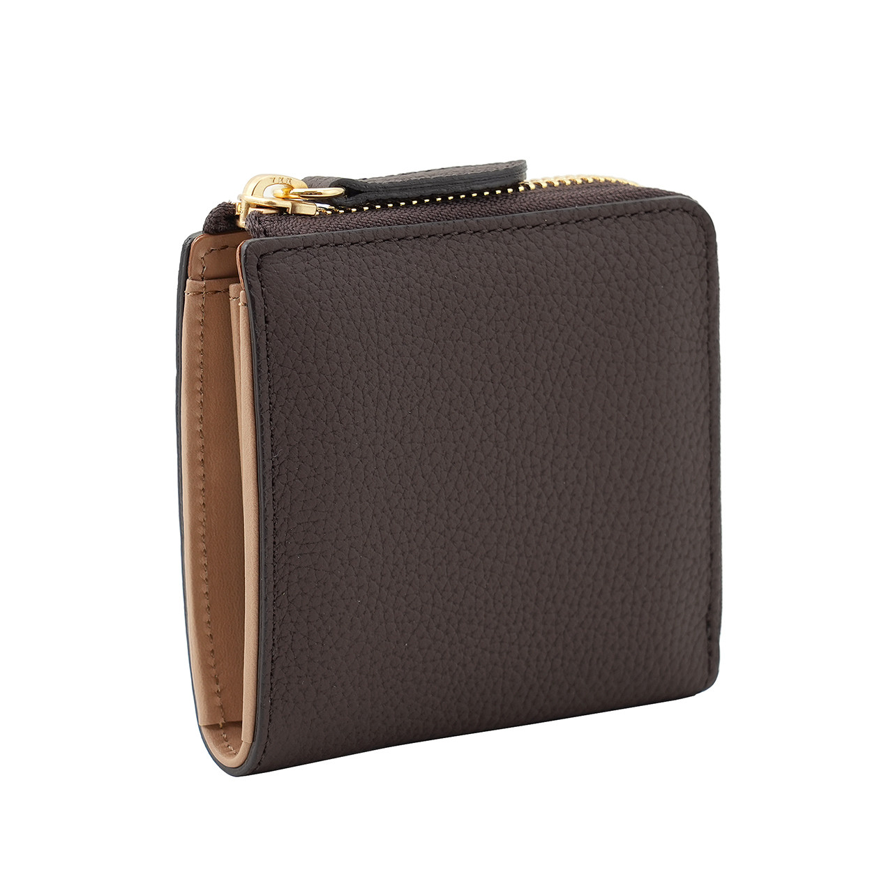 ドイツシュリンク マチ付き L字ファスナー ミニウォレット チョコ　No1026-41