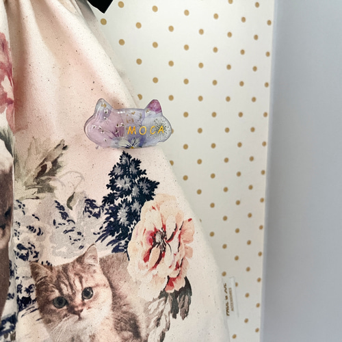 新作♡猫×花♡ドライフラワー押し花入りレジンのねこ型ヘア