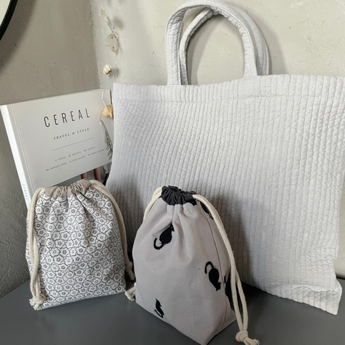 ☆レッスンバッグ☆ヌビバッグ チャーム名入れOK！くすみカラー