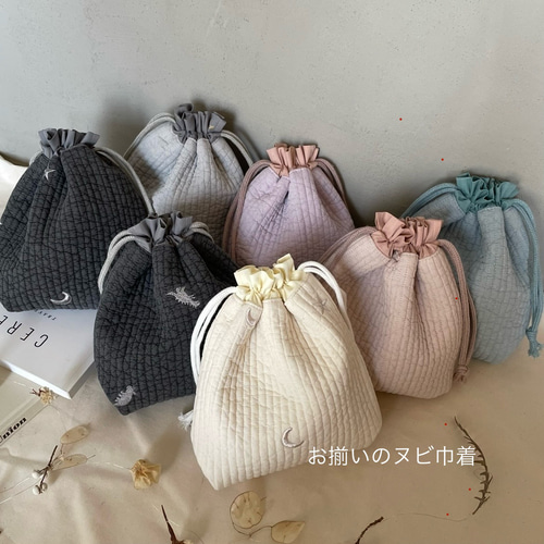 ☆レッスンバッグ☆ヌビバッグ チャーム名入れOK！くすみカラー