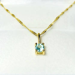 【天然石ペンダントトップ】ブルーグリーンアパタイト 4mm　18KGP製　ネックレス　ハンドメイド素材 2枚目の画像