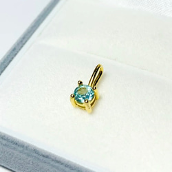 【天然石ペンダントトップ】ブルーグリーンアパタイト 4mm　18KGP製　ネックレス　ハンドメイド素材 1枚目の画像
