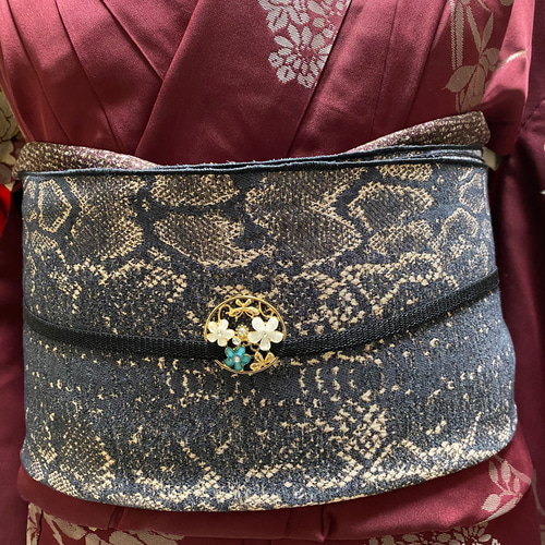 ハンドメイド　大人兵児帯　ボタニカル柄　No,3 Kisste 兵児帯 大人 普段着物 ゆかた 浴衣 帯 4色展開 ベージュ