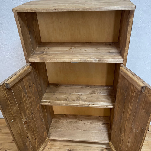 サイズ、デザインオーダー可4扉セパレートキャビネット●ナチュラルブラウン受注製作 h111.5w58d27＊脚つき・A4サイズ収納可/キャビネット/大容量