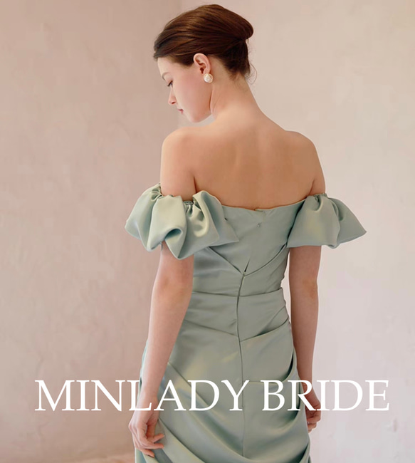 ミントグリーン　ウェディングドレス　カラードレス　カラーウェディングドレス 9枚目の画像