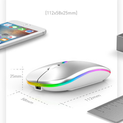 【最新7色LEDランプ】 ワイヤレスマウス 静音 軽量 USB 超薄型 レインボー 3枚目の画像