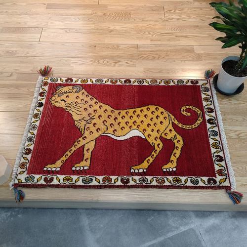 ペルシャ シラーズ トライバルラグ ヒョウ 82×60cm 茜色 RJ981 ペルシャ シラーズ トライバルラグ ヒョウ 82×60cm 茜色 RJ981
