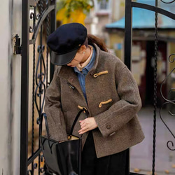 ダッフル風ショートコート/ジャケット　ポケット付き【春秋冬】グレイッシュ 3枚目の画像