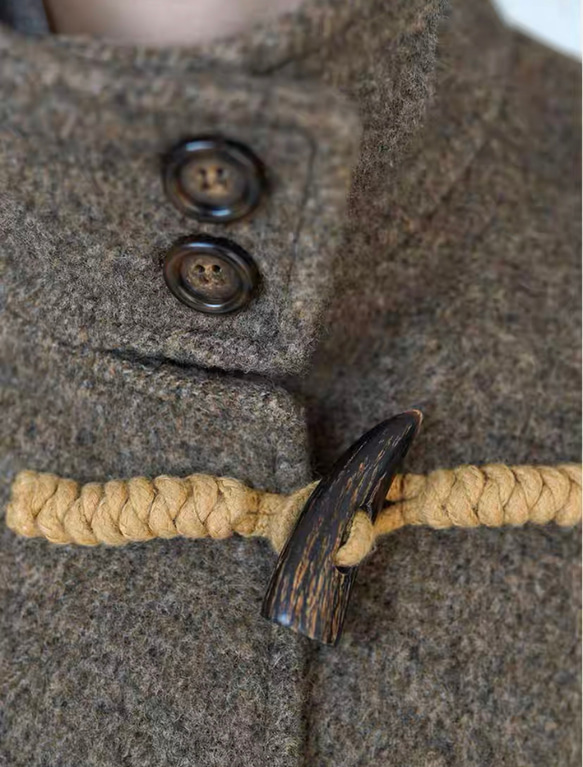 ダッフル風ショートコート/ジャケット　ポケット付き【春秋冬】グレイッシュ 8枚目の画像