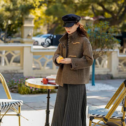 ダッフル風ショートコート/ジャケット　ポケット付き【春秋冬】グレイッシュ 4枚目の画像