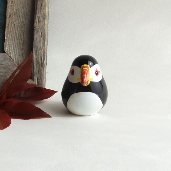 パフィンの親子 （ 木 置物 Puffin family / wood / bird / figurine ） 3枚目の画像