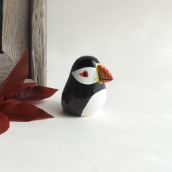 パフィンの親子 （ 木 置物 Puffin family / wood / bird / figurine ） 2枚目の画像