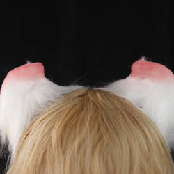 【受注生産】耳巻き猫耳カチューシャ 手作り リアルな毛皮のような 猫の耳ヘアアクセサリー   シミュレーション動物の耳 4枚目の画像