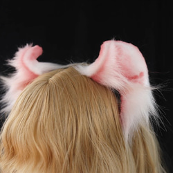 【受注生産】耳巻き猫耳カチューシャ 手作り リアルな毛皮のような 猫の耳ヘアアクセサリー   シミュレーション動物の耳 3枚目の画像