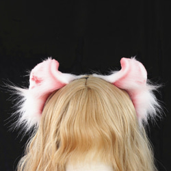 【受注生産】耳巻き猫耳カチューシャ 手作り リアルな毛皮のような 猫の耳ヘアアクセサリー   シミュレーション動物の耳 1枚目の画像