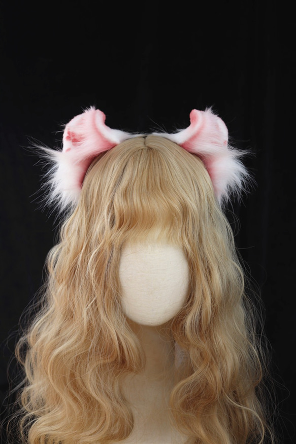 【受注生産】耳巻き猫耳カチューシャ 手作り リアルな毛皮のような 猫の耳ヘアアクセサリー   シミュレーション動物の耳 5枚目の画像