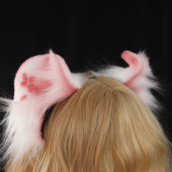 【受注生産】耳巻き猫耳カチューシャ 手作り リアルな毛皮のような 猫の耳ヘアアクセサリー   シミュレーション動物の耳 2枚目の画像