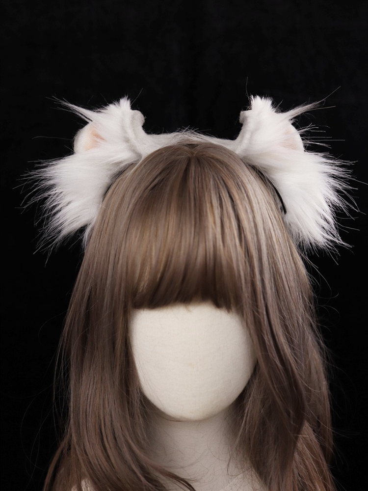 【受注生産】耳巻き猫耳カチューシャ 手作り リアルな毛皮のような 猫の耳ヘアアクセサリー   シミュレーション動物の耳