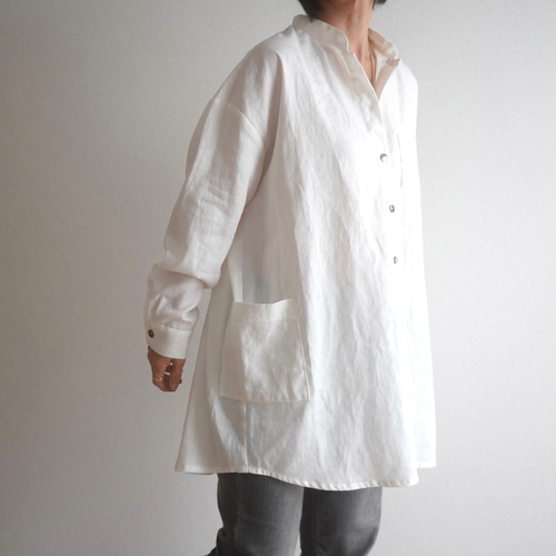 コットンリネンのロングシャツ 白 No.254 シャツ Mauve pink