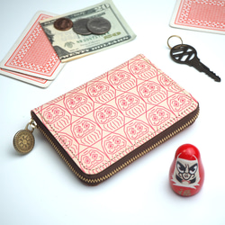 【Creema限定 新春福袋セット】ラウンドコンパクト財布 + お守り袋（ダルマ） 2枚目の画像