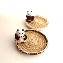 【受注制作】編み編みパンダさんのコースター(2枚セット) 5枚目の画像