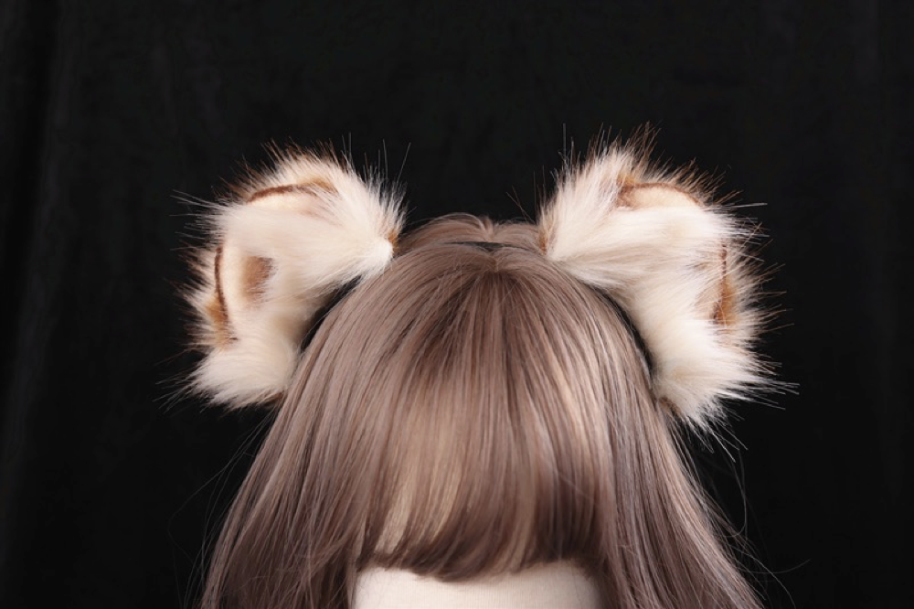 【受注生産】ミンクの耳カチューシャ 手作 リアルな毛皮のような ヘアアクセサリー シミュレーション 動物の耳 ロリータ